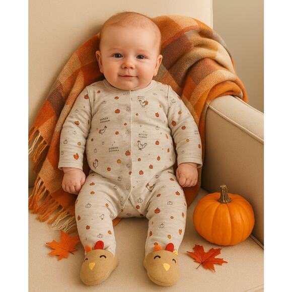 Carter's Baby Thanksgiving Footie Pajamas – Turkey Snap Sleep & Play Unisex - 3M - Picture 1 of 9